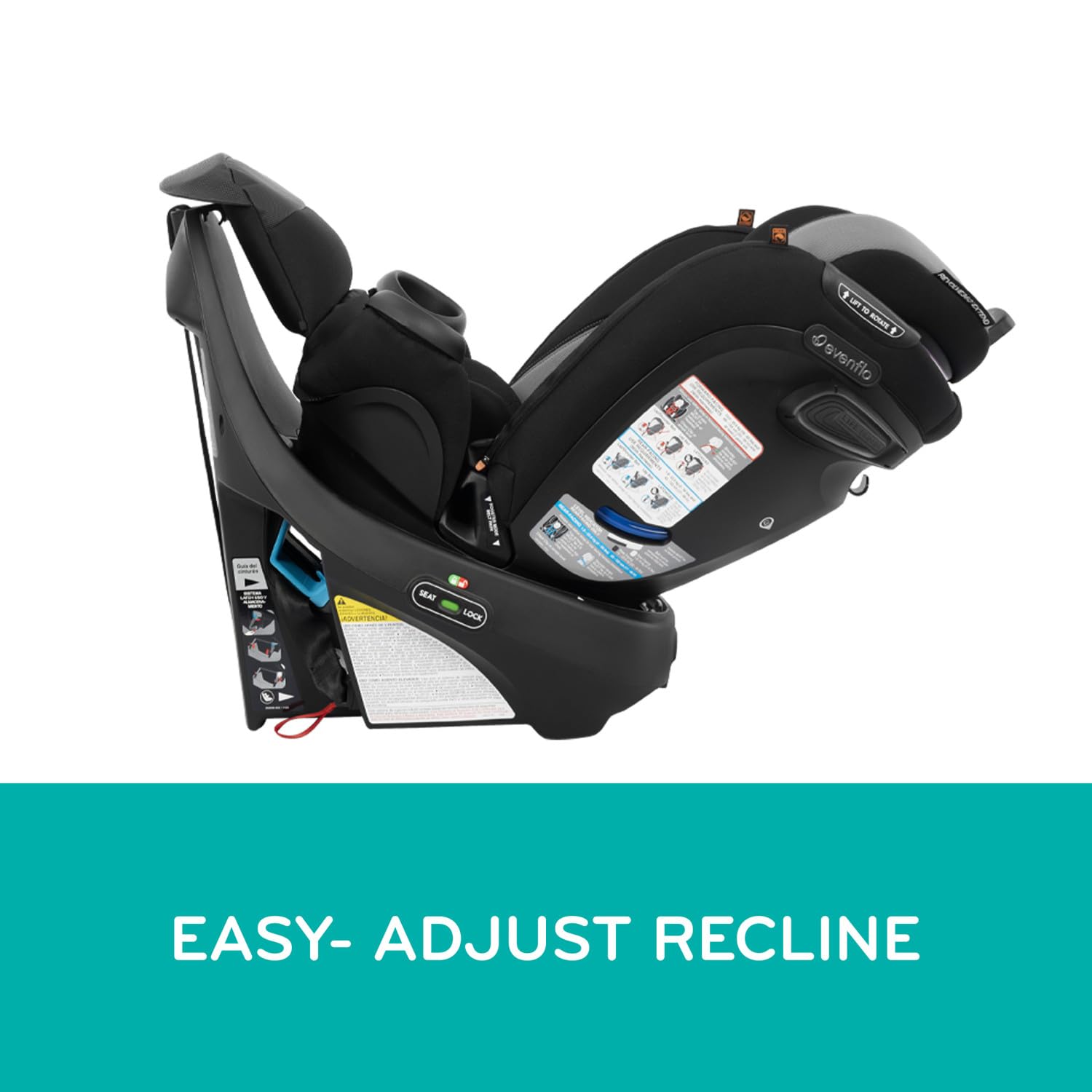 360 Extend Convertible Car Seat with 360 Degree Rotation, Extended Rear-Facing, Forward-Facing, Booster Mode, and Secure LATCH Install, Revere Gray