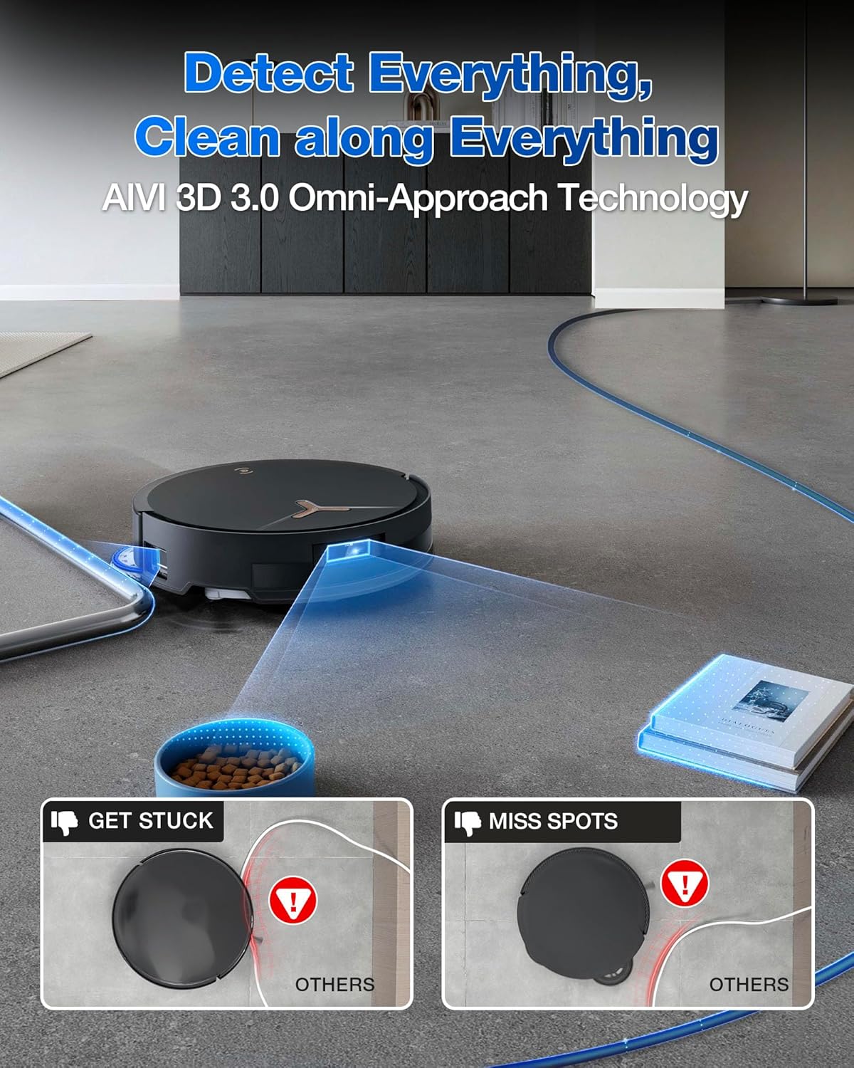 Robot Vacuum and Mop, 18,500Pa Suction, 18mm Auto-Lift, ZeroTangle &TruEdge 2.0, AIVI 3.0 Obstacle Avoidance, Auto Hot Water Mop Wash/Dry/Refill, Self-Emptying