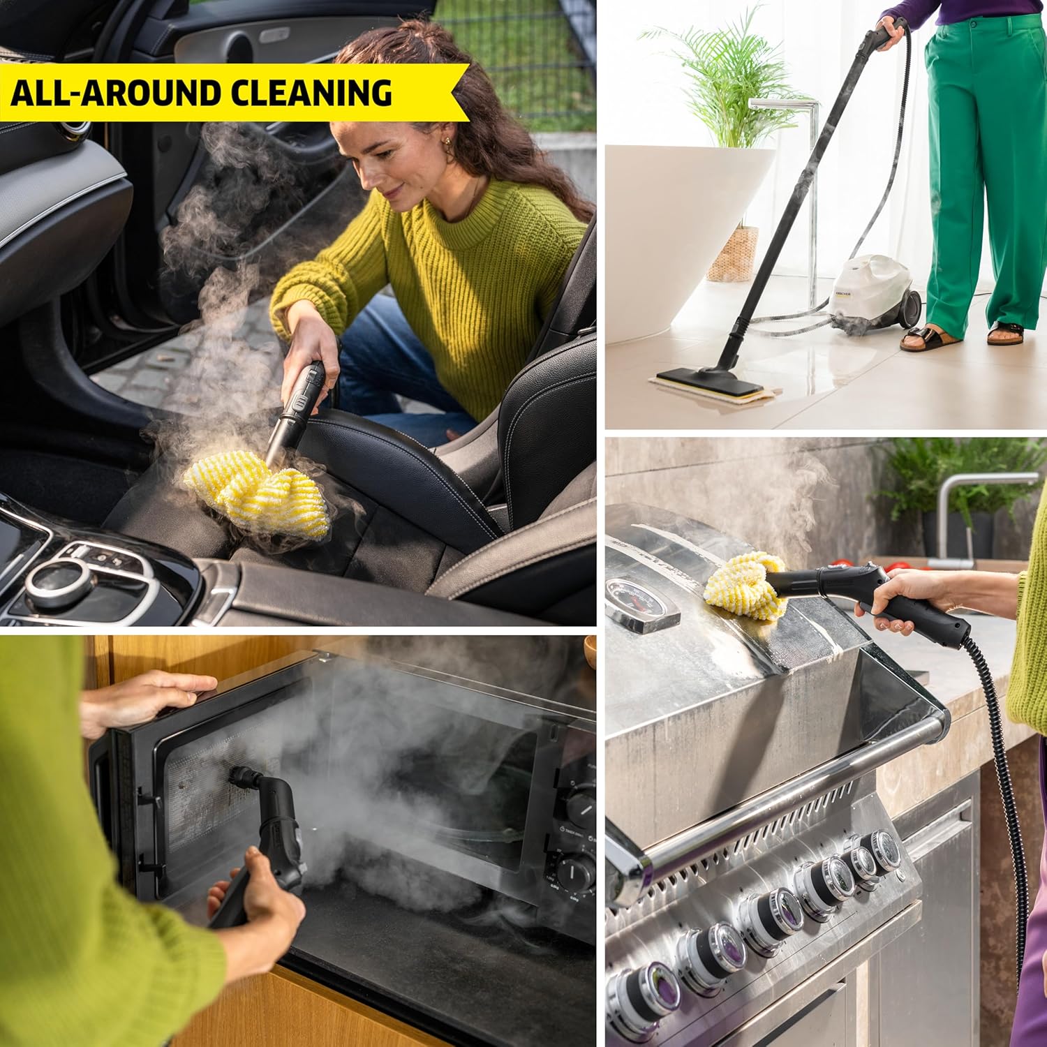 Steam Cleaner, Multi Purpose, Power Steamer, Chemical-Free, 40 Sec Heat-Up, for Grout, Tile, Hard Floors, Appliances & More - SC 3 Easy Fix